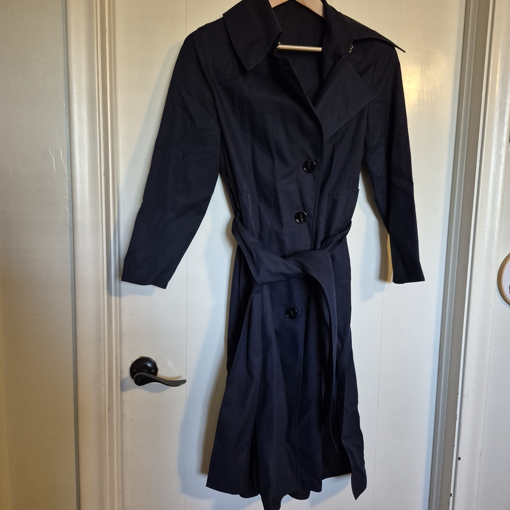 Acne Studios Navy Coat with Interior Logo Patch